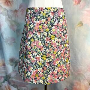 NWOT Loft Floral Jacquard Tapestry A-Line Lined Mini Skirt
